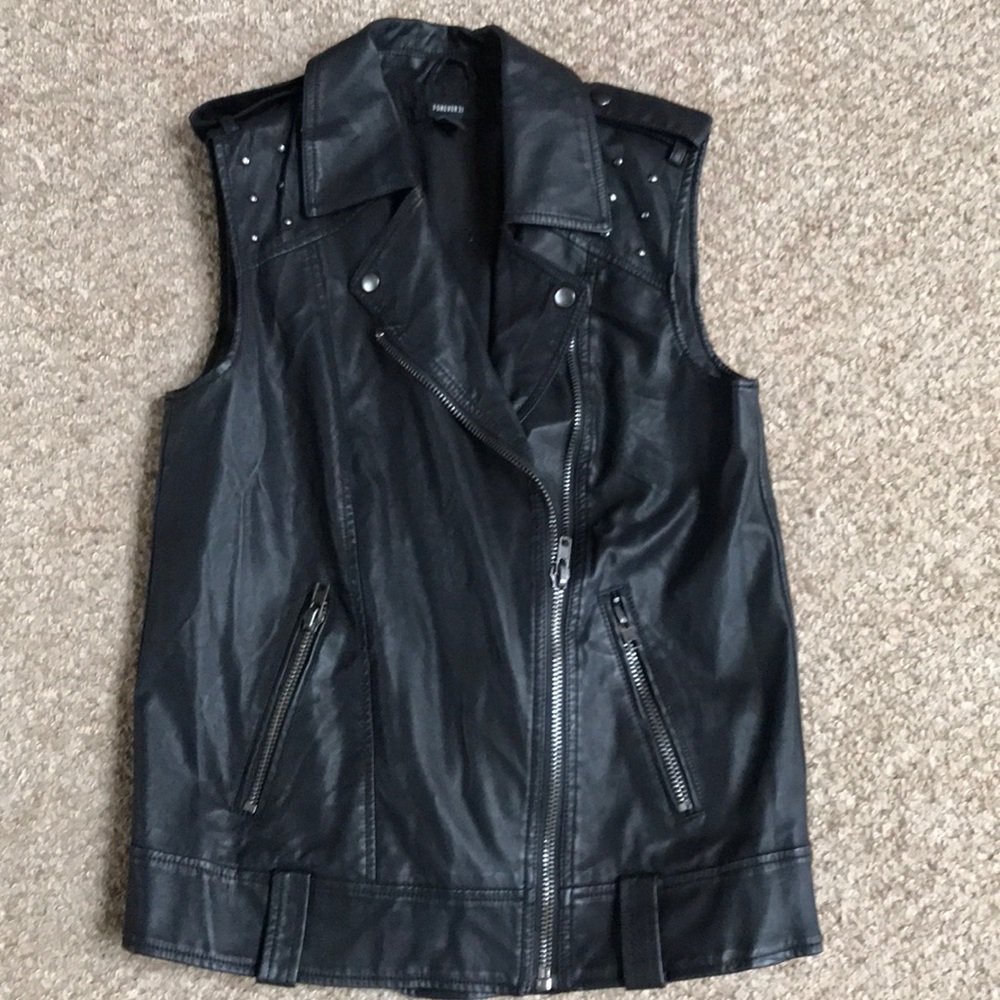 Faux leather vest